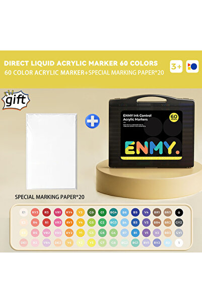 Choice 60 colors with paper Enmy Black Box Direct Liquid Acrylic Markers Set ...