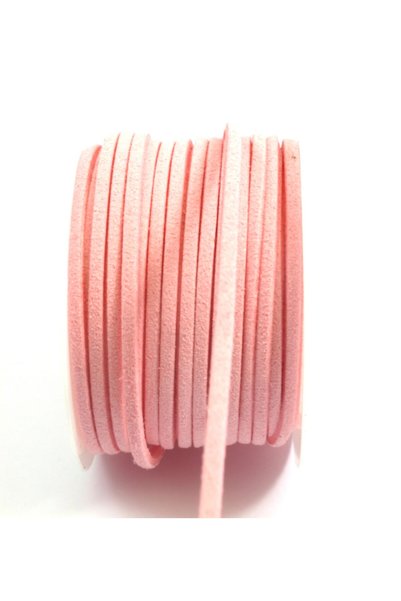 NO BRAND Συνθετικό Suede καστόρινο κορδόνι 3mm/καρούλι 90 μέτρα - Ροζ