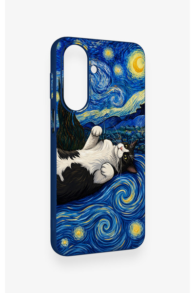 Vip Case Samsung A27 Uyumlu Gökyüzü ve Kedi Desenli Silikon Kılıf