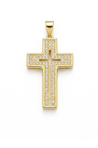 Peach Jewelry Σταυρός από ασήμι 925 επιχρυσωμένο 18Κ με Ζιργκόν