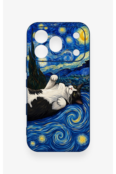 Vip Case Honor 600 Pro Uyumlu Gökyüzü ve Kedi Desenli Silikon Kılıf