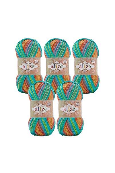 Alize 5 buc, Bella Batik 100 - fir de tricotat - 100% bumbac - 100 grame/ 360...