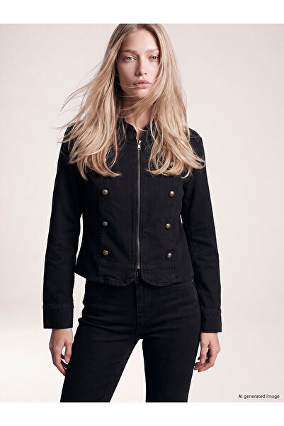 LC Waikiki Alita City Lcw Vision Black Denim Embroidered Standard & Regular W...
