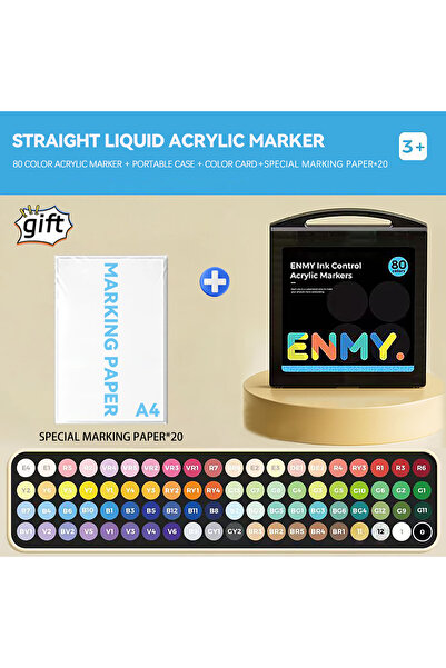 Choice 80 colors with paper Enmy Black Box Direct Liquid Acrylic Markers Set ...