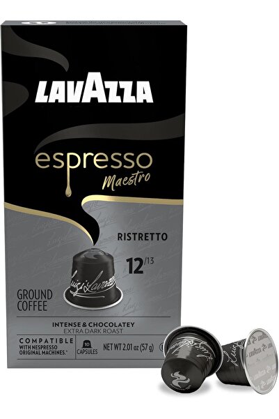 LavAzza Espresso Maestro Ristretto Aluminum Capsules Compatible with Nespresso* Original Machines, Dark Espresso Roast, Arabica and Robusta Blend (60 Capsules)
