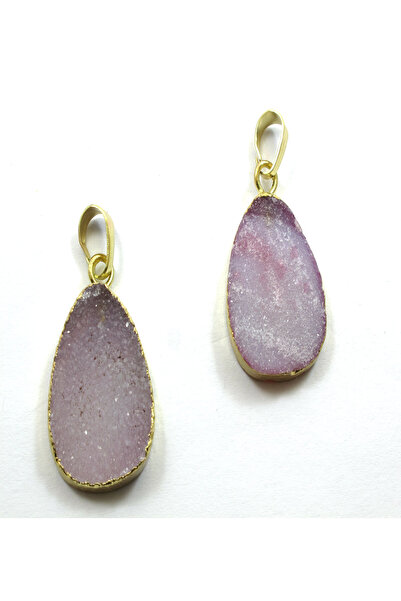 NO BRAND Αχάτης druzy ημιπολύτιμη κρεμαστό 18x20mm - Ρόζ