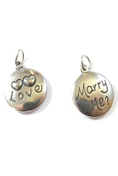 NO BRAND Marry me ασημί ατσάλι μεταλλικό κρεμαστό 27x18mm