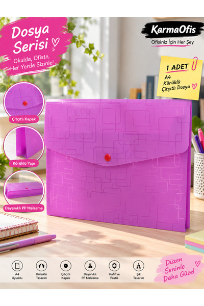 KarmaOfis A4 Bellows Snap File |   Large Volume Pp Document Folder – Fuchsia ...