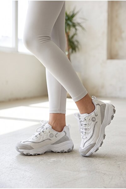 MERVESTORE Kadın Sim Detaylı Kalın Tırtıklı Taban Sneaker Bağcıklı Rahat Yürü...