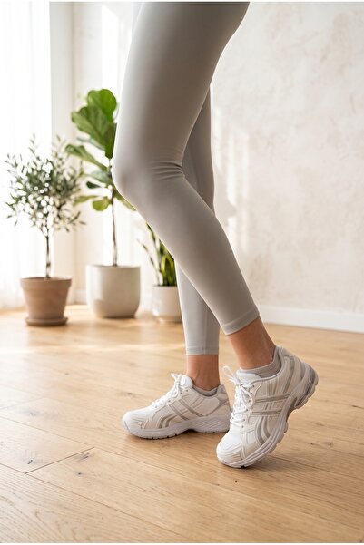 MERVESTORE Kadın Fileli Nefes Alabilir Koşu ve Yürüyüş Sneaker Kalın Taban Ba...