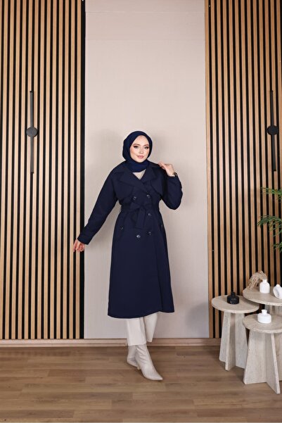 Vibeys Moda Keten Kumaş Su Geçirmez Astarlı Ve Kemerli Araboy Kadın Trençkot