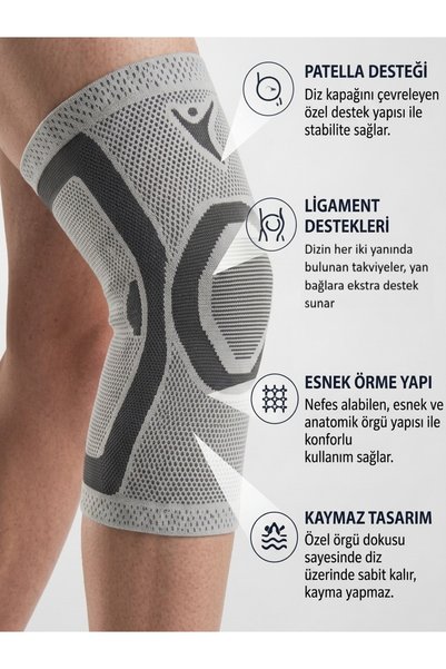 BLUEWELL Patella Ligament Destekli 3D Örgü Sporcu Dizlik - Anatomik Kompresyon Ve Diz Destek Korsesi