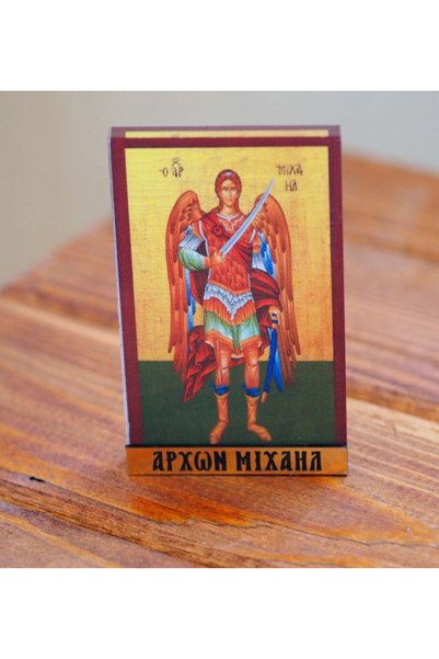 NO BRAND Αρχάγγελος Μιχαήλ σε χρυσό-πράσινο σκούρο φόντο κάθετη παραλληλόγραμ...
