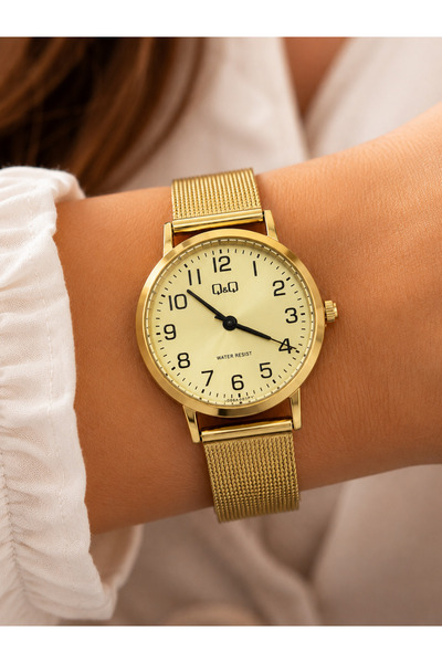 Q&Q Women's Wristwatch Gold Color Mesh Steel Band Casual and Stylish Combinat...