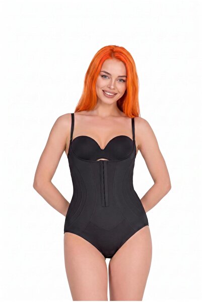 cotonhause Kadın Göğüs Altı Çıtçıtlı Siyah Body Korse C5T0N19