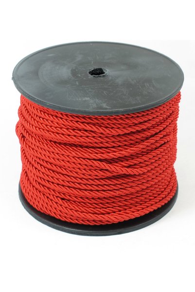 NO BRAND Στριφτό νάυλον/σατέν κορδόνι rayon 3mm/καρούλι 50 μέτρα - Κόκκινο
