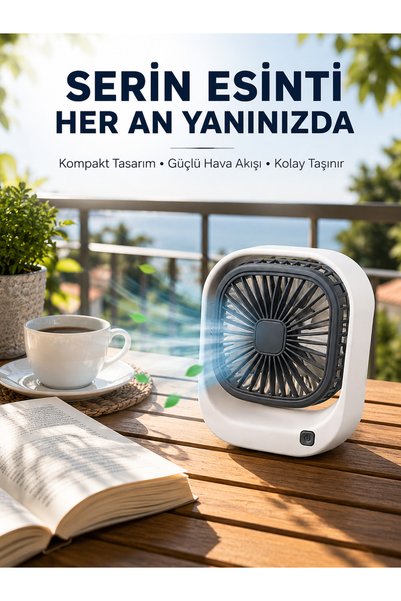 Mor AVM Taşınabilir Şarjlı Masa Fanı Sessiz ve Güçlü Fan Sistemli