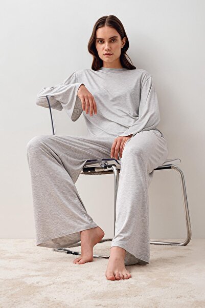 Artış Uzun Kollu Oversize Basic Likralı Viskoz Alt Üst Takım