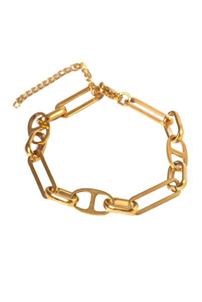NO BRAND Αλυσίδα βραχιόλι Paperclip &amp; οβάλ πλακέ αγκράφες 8.3mm και επέκτ...