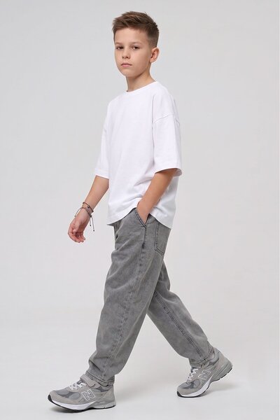Dmb Boy's Elastic Waist Knitted Fabric Balloon Fit Jeans