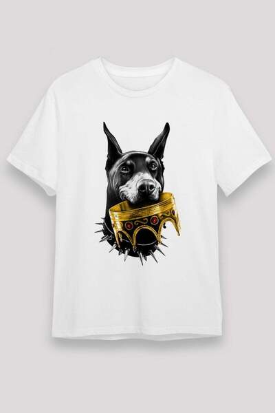 Darkhane King Doberman Printed Unisex White T-Shirt