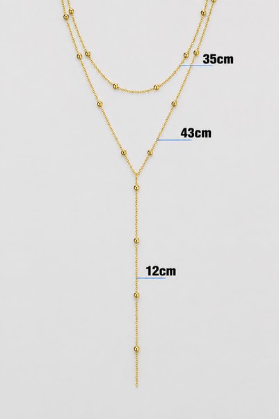 THE Steel Women's Gold Y Model Top Detailed Long Necklace