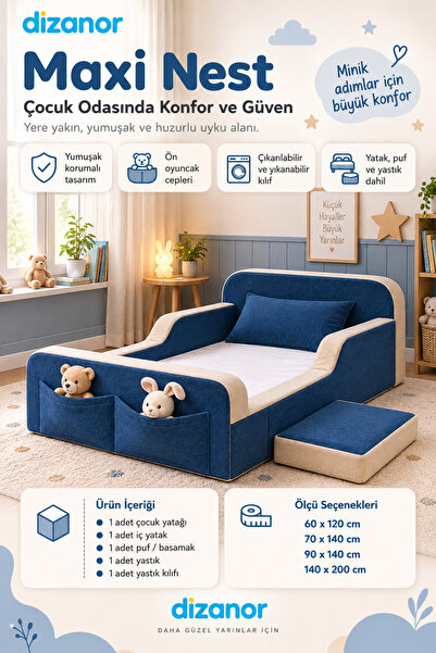 Dizanor Yeni Nesil Maxi Nest %100 Sünger ve Yıkanabilir Fermuarlı Kumaşa Sahi...