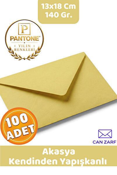 CAN ZARF 100 Adet Akasya Sarı Zarf Pantone Yılın Renkleri 140 gr. 13x18 Cm Ke...