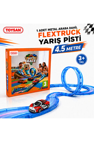 Toysan FLEXTRUCK 1 METAL ARABALI Mavi Renk Esnek Yarış-Aksiyon Pisti 4.5 METRE