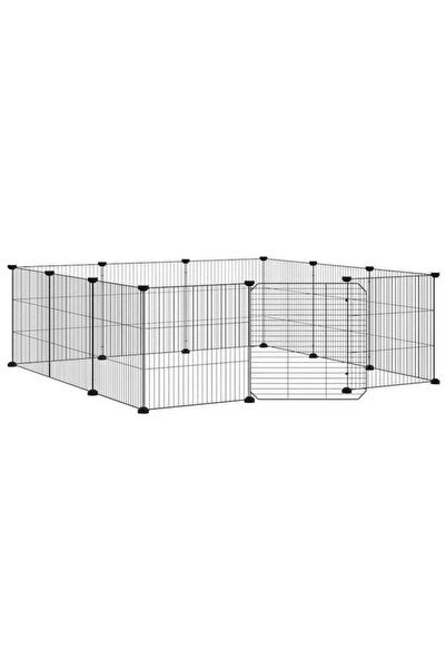 vidaxl Pet cage with 12 panels and door, black, 105 x 105 x 35 cm, steel