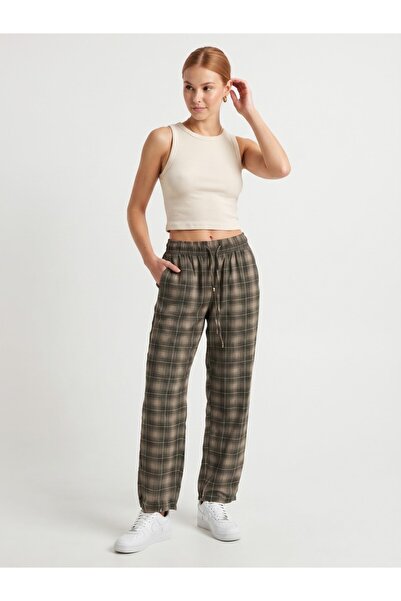 PRY-51466 KARELI BAGGY PANT KAHVE
