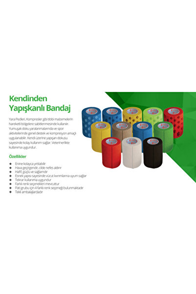 Medikaltec Kendinden yapışkanlı bandaj koban bandaj 5 cm x 4,5 m ten renk 12 adet