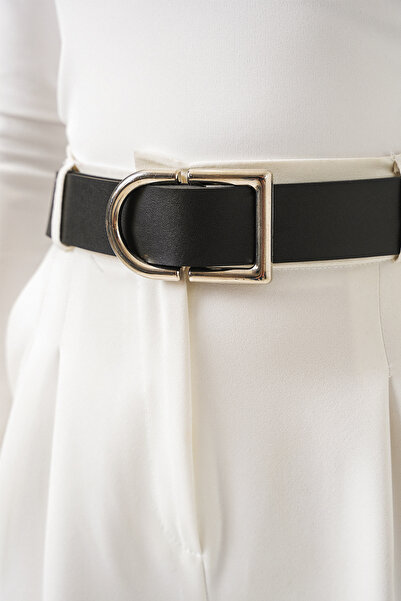 Merterium Women's Large Buckle Belt 1575 - Black