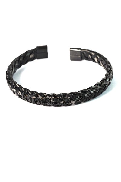 NO BRAND Βραχιόλι Braided Wire ανοιγόμενο με πλεκτό σύρμα μεταλλικό ατσάλι 66...