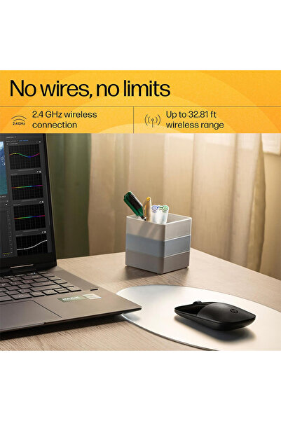 HP Z3700 V0L79AA Mat Siyah Slim Wireless Optik Mouse 2.4Ghz 1200Dpı
