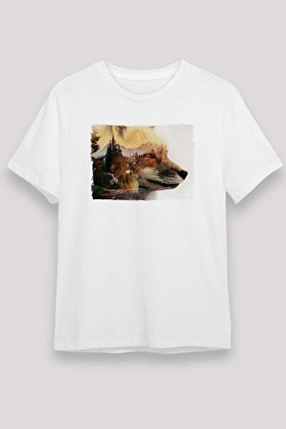 Darkhane Fox Printed Unisex White T-Shirt