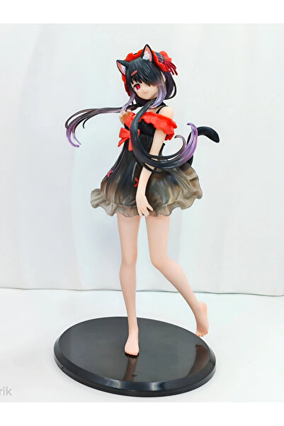DEK Date A Live Kurumi Tokisaki Kedi Kulaklı Siyah Gecelikli Anime Figürü 20 cm