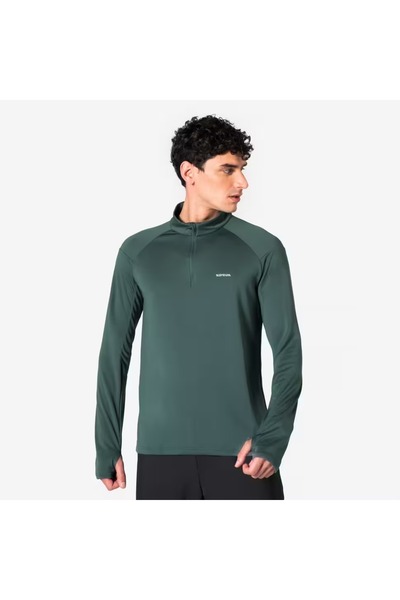 Decathlon Erkek Uzun Kollu Koşu Tişörtü - Haki - Kiprun Run 100
