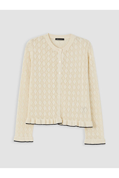 LC Waikiki Lcw Modest Crew Neck Openwork Women's Knitwear Cardigan