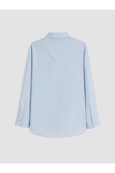 Lavanta Tekstil Blue Striped Women's Shirt