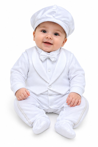 Genel Markalar YENİDOĞAN MEVLÜTLÜK SATEN YELEKLİ TULUM ÜÇLÜ SET ERKEK BEBE TA...