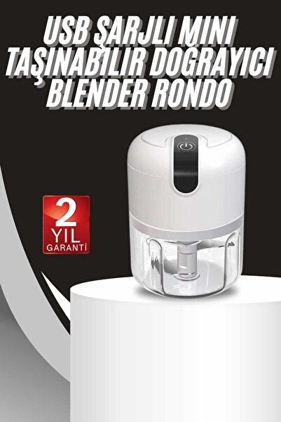 UCUZTEKNO Mini Doğrayıcı Rondo Taşınabilir Mini El Blender Paslanmaz Çelik