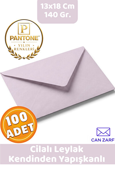 CAN ZARF 100 Adet Cilalı Leylak Lila Zarf Pantone Yılın Renkleri 140 gr. 13x1...
