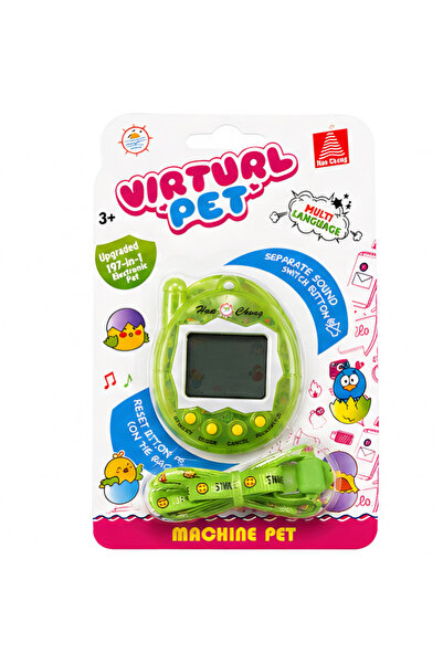 FAMIFY Tamagotchi Animal de companie virtual verde, 197 de jocuri, Animal virtual interactiv