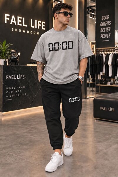 FAEL LİFE New Season Unisex T-Shirt and Sweatpants Pair Zero Printed Set