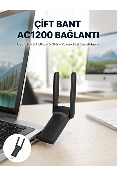Mor AVM USB WiFi Adaptör – 1200 Mbps Hız