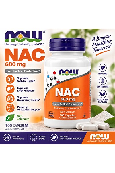 Now Foods NA.C Selenium Cysteine Antioxidants Cellular Health 600 mg 100 Vege...