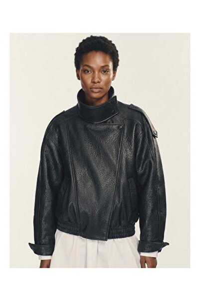 MİRENA LEATHER Kadın Viral Model Hakiki Deri Ceket