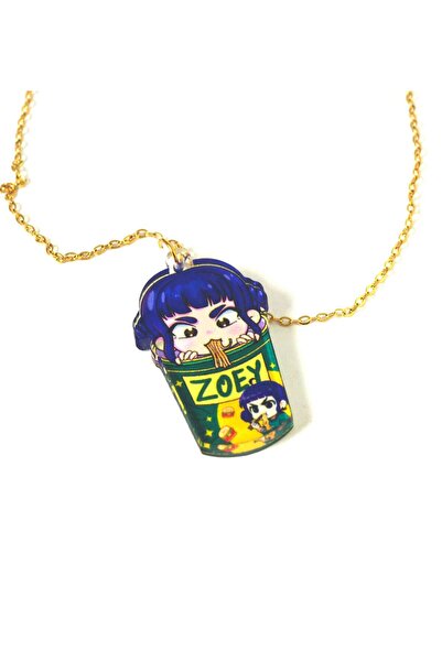 NO BRAND Κολιέ με με Zoey KPop Demon Hunter τρώγοντας noodles σε cross πλακέ ...