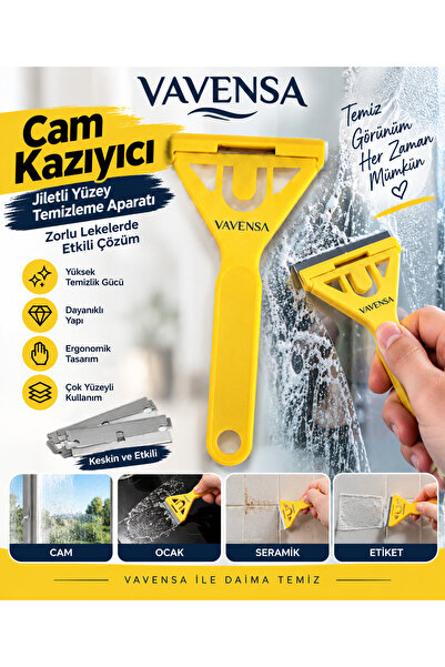 VAVENSA Cam Kazıyıcı Jiletli Yüzey Temizleme Aparatı Ocak Fayans Etiket Sökücü